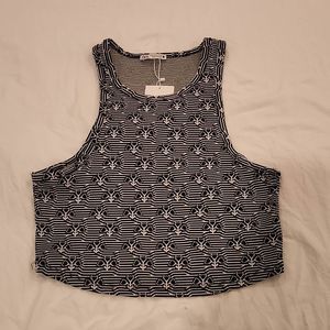 Womens Zara Jacquard Crop Top Black & White, size XL, new with tags!